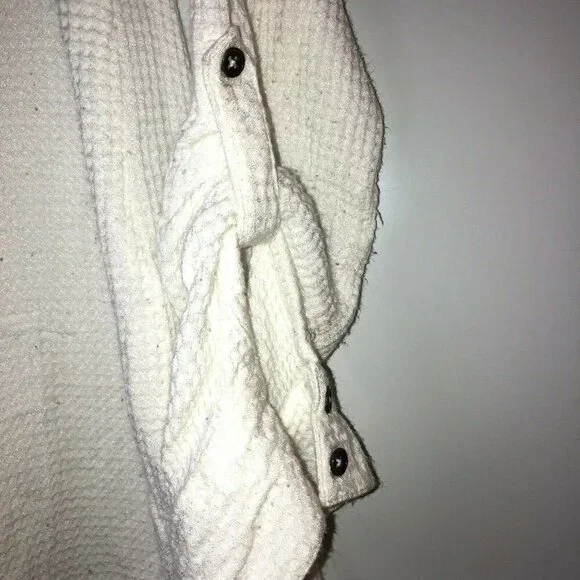 Tru Luxe Women's Large Button Up Shirt Collared Long Sleeve White Waffle Weave - Picture 5 of 12